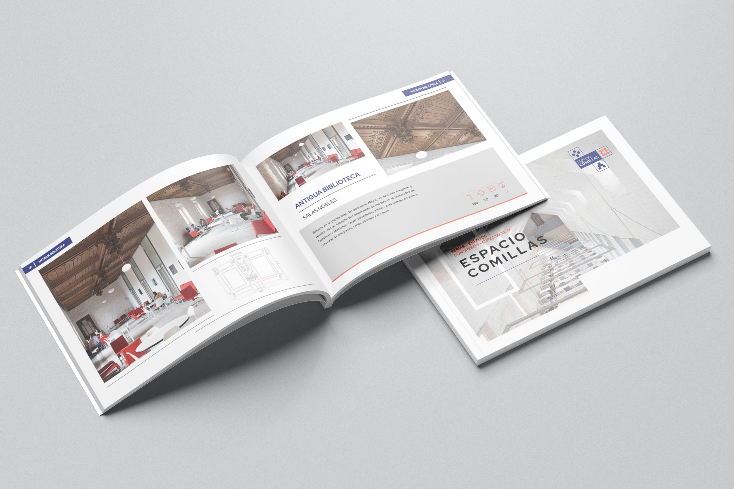 Diseño de dossier comercial para Espacio Comillas Diseño de dossier comercial para Espacio Comillas